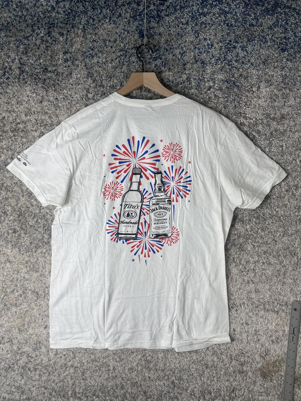Tito's Jack Daniel's Shirt Mens Large White Fireworks Graphic Made in Italy - Picture 6 of 6